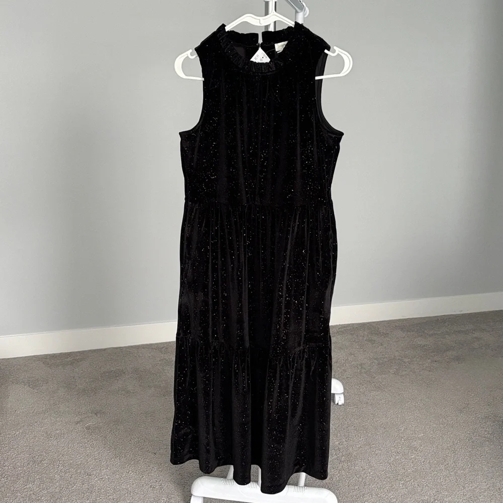 J. Crew Elegant Black Velvet Sleeveless Dress